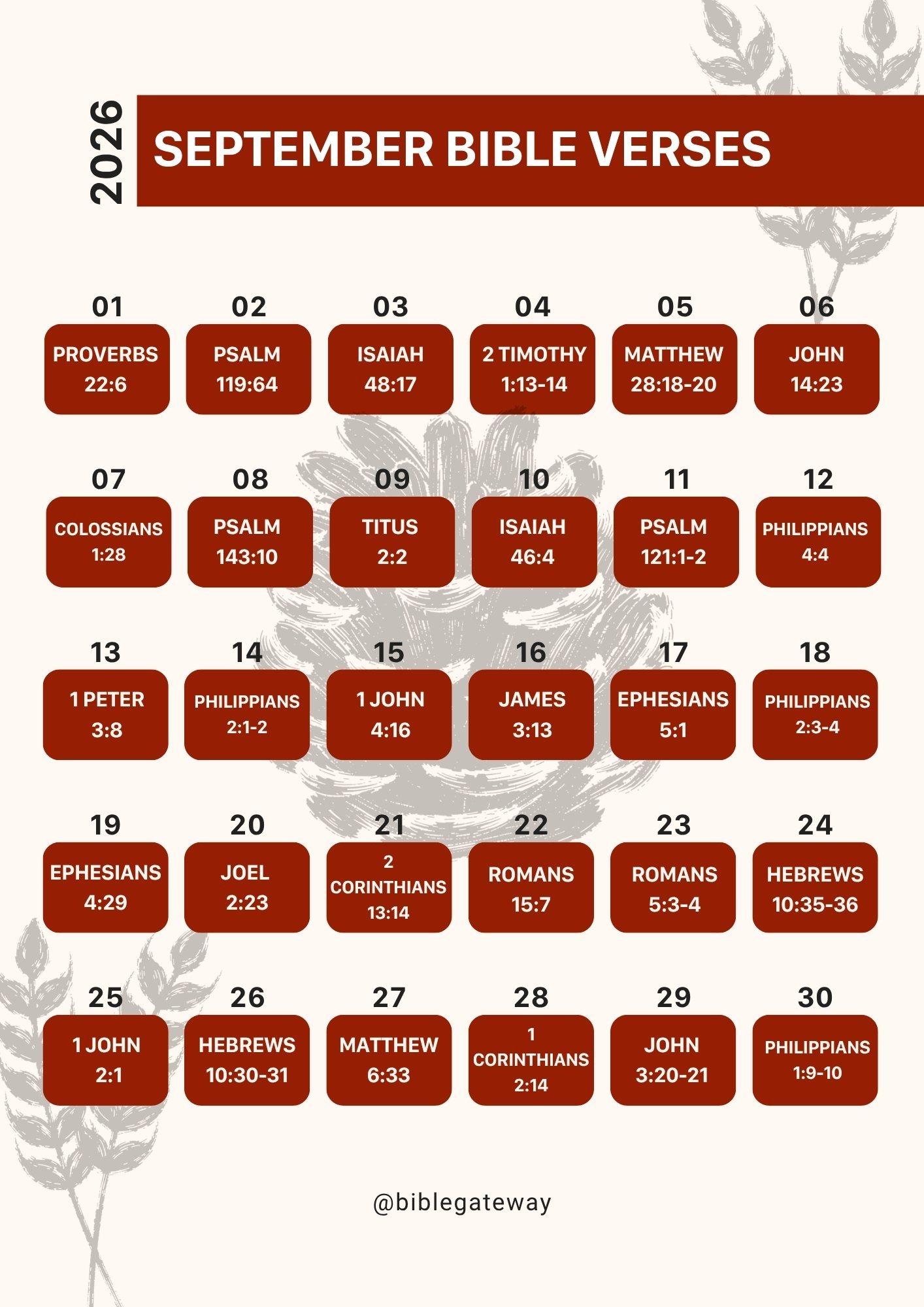 Scripture And Understanding September 2026 Bible Verse Calendar | Bible Gateway News & Knowledge