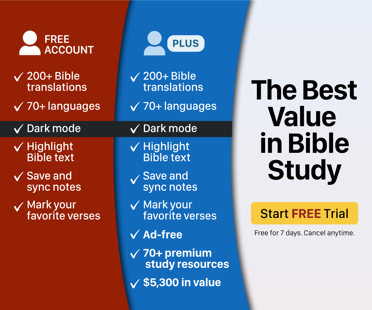 A comparison of what is included with a free account and with Bible Gateway Plus