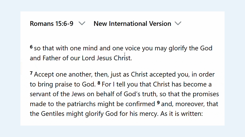 Animated image showing how to highlight a verse on BibleGateway.com with a free account.