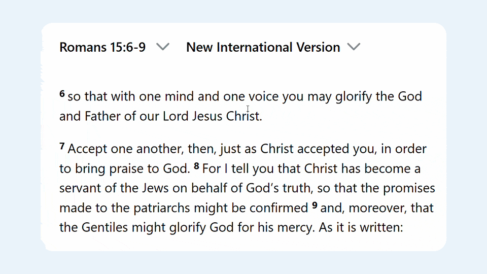 Animated image showing how to highlight a verse on BibleGateway.com with a free account.