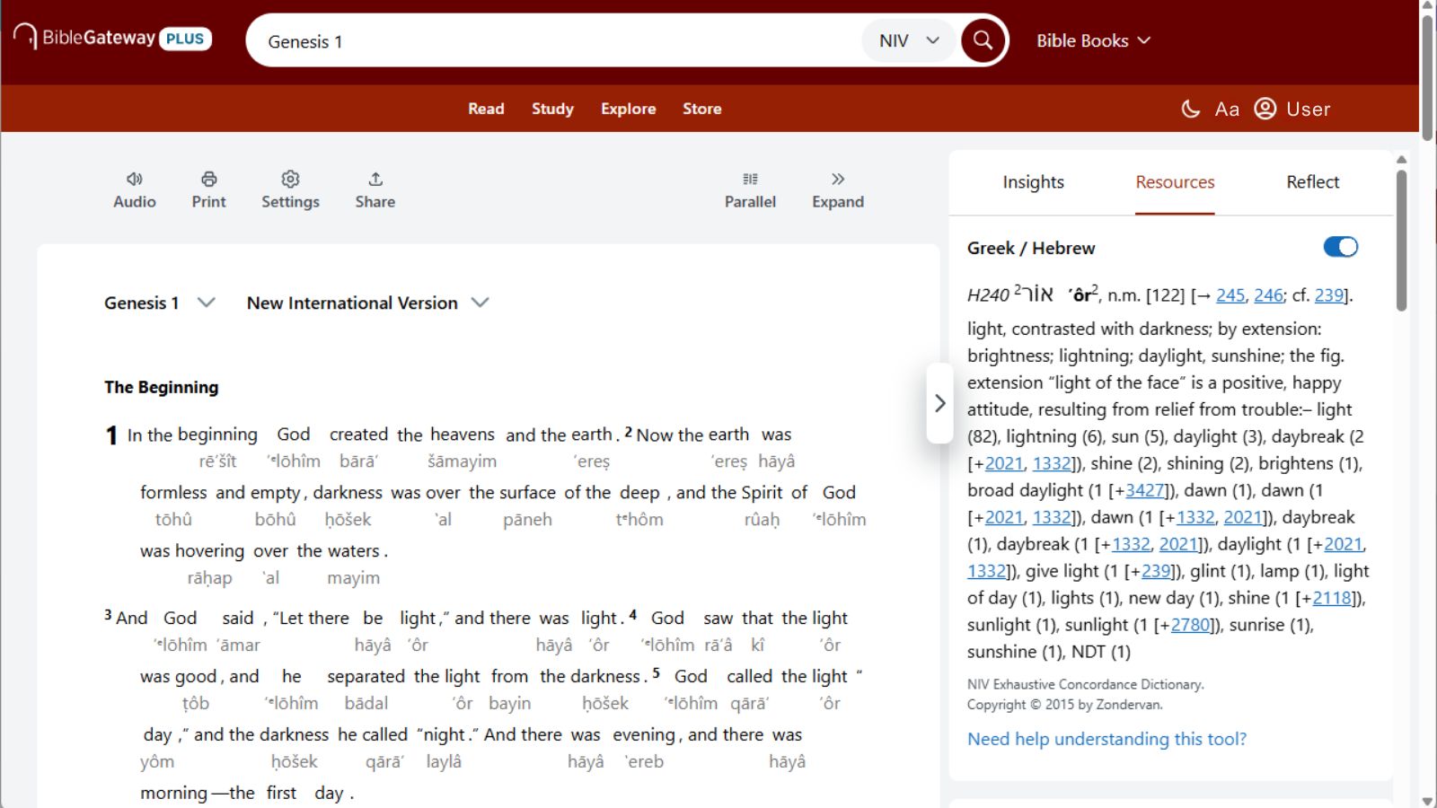 How to Use Bible Gateway's Reverse Interlinear Bible
